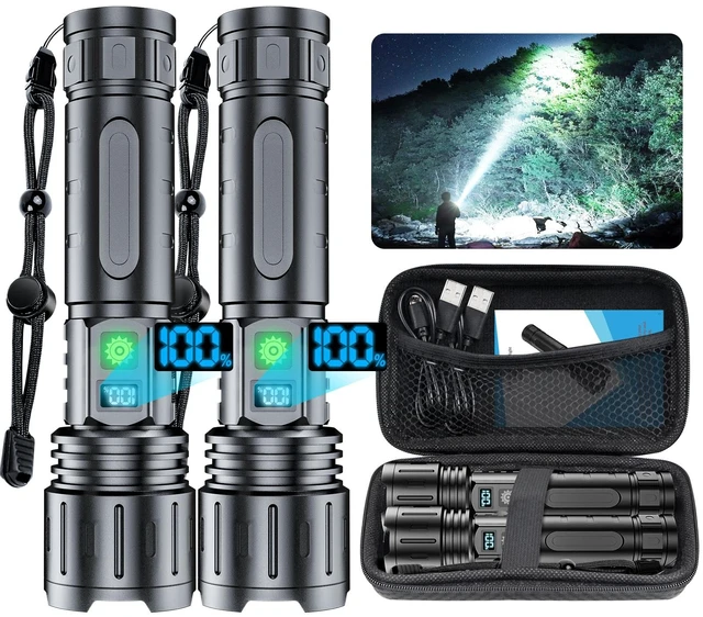 Main image of Tactical Rechargeable Flashlights 2000 High Lumens - 20H Runtime, Long Beam Super Bright LED Pocket Flash light IPX5 Waterproof for Camping, 5 Modes, Zoomable, Compact Flashlight for Camping, 2pcs