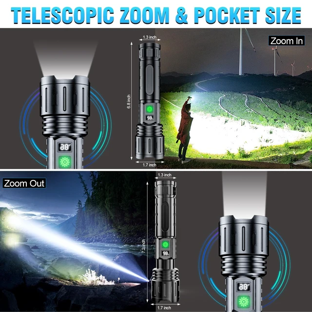 Alt view image 6 of 7 - Tactical Rechargeable Flashlights 2000 High Lumens - 20H Runtime, Long Beam Super Bright LED Pocket Flash light IPX5 Waterproof for Camping, 5 Modes, Zoomable, Compact Flashlight for Camping, 2pcs