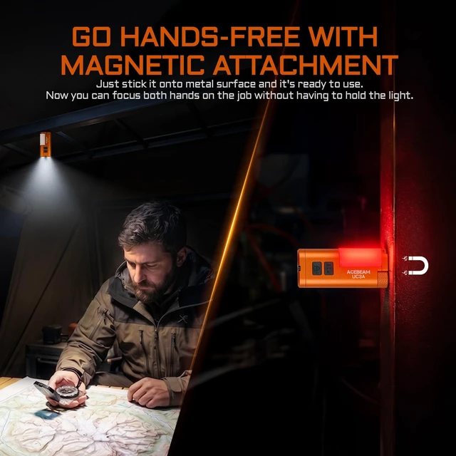 Alt view image 5 of 7 - ACEBEAM UC3A EDC AAA Flashlight, 900 High Lumens Multi-Light Source Light | Mini Flashlight with Camping and 9 RGB Lights, Small Flat Pocket LED Magnetic Keychain Flashlight for Emergency Home Outdoor