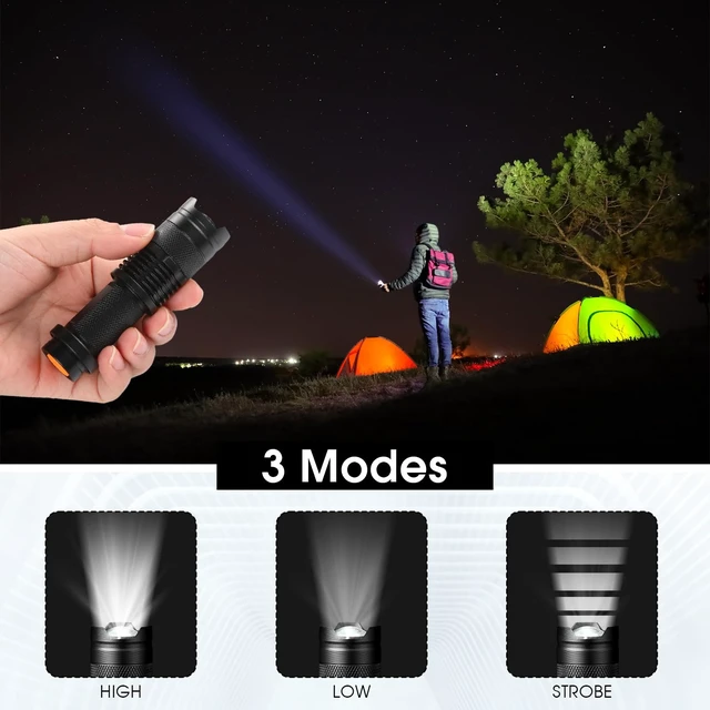 Alt view image 4 of 7 - Fumete 20 Pack Mini LED Tactical Flashlights | Compact 3-mode pocket flashlights with adjustable focus for camping, hiking, emergency kits, gifts and daily carry.