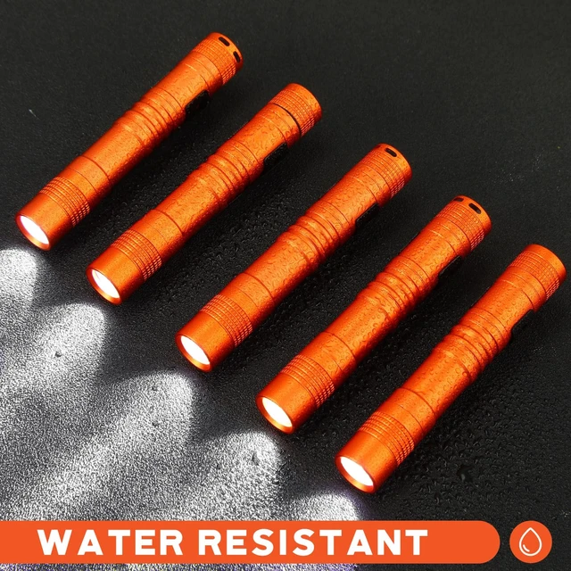 Alt view image 5 of 6 - Hortsun 20 Pcs Mini Pen Light Flashlights Father Day Gifts for Men Pocket Flashlights Pen with Clip Small LED Handheld Slim Torches Without Battery(3.54 Inch,Orange)