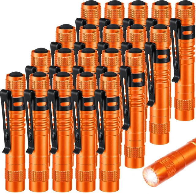 Main image of Hortsun 20 Pcs Mini Pen Light Flashlights Father Day Gifts for Men Pocket Flashlights Pen with Clip Small LED Handheld Slim Torches Without Battery(3.54 Inch,Orange)