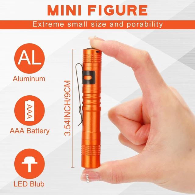Alt view image 2 of 6 - Hortsun 20 Pcs Mini Pen Light Flashlights Father Day Gifts for Men Pocket Flashlights Pen with Clip Small LED Handheld Slim Torches Without Battery(3.54 Inch,Orange)