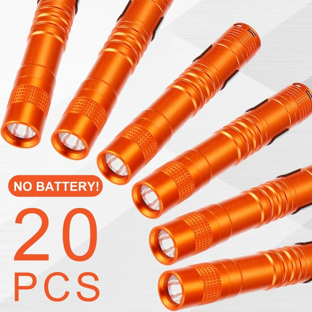 Alt view image 3 of 6 - Hortsun 20 Pcs Mini Pen Light Flashlights Father Day Gifts for Men Pocket Flashlights Pen with Clip Small LED Handheld Slim Torches Without Battery(3.54 Inch,Orange)