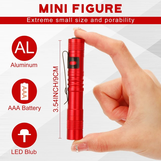 Alt view image 2 of 6 - Hortsun 20 Pcs Mini Pen Light Flashlights Father Day Gifts for Men Pocket Flashlights Pen with Clip Small LED Handheld Slim Torches Without Battery(3.54 Inch,Red)