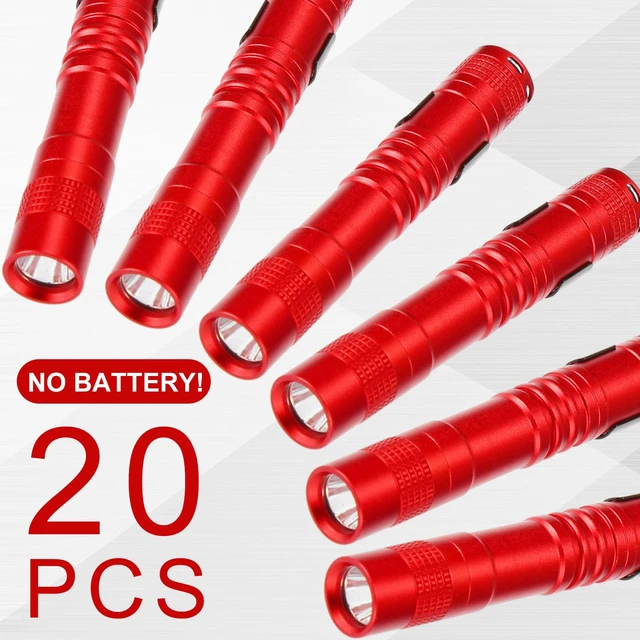 Alt view image 3 of 6 - Hortsun 20 Pcs Mini Pen Light Flashlights Father Day Gifts for Men Pocket Flashlights Pen with Clip Small LED Handheld Slim Torches Without Battery(3.54 Inch,Red)