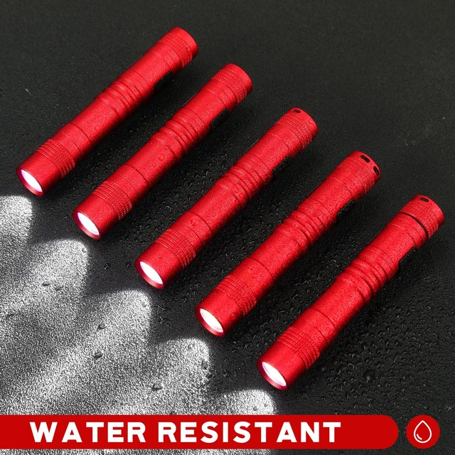 Alt view image 5 of 6 - Hortsun 20 Pcs Mini Pen Light Flashlights Father Day Gifts for Men Pocket Flashlights Pen with Clip Small LED Handheld Slim Torches Without Battery(3.54 Inch,Red)