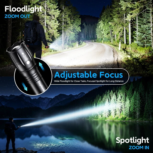 Alt view image 5 of 7 - TuyLuxe 6 Pack Mini LED Flashlights High Lumens, 36 AAA Batteries Included | Compact Aluminum Pocket Flashlights Small, Lightweight, 3 Modes, Zoomable, IP65 Waterproof for Home, Emergency & Camping