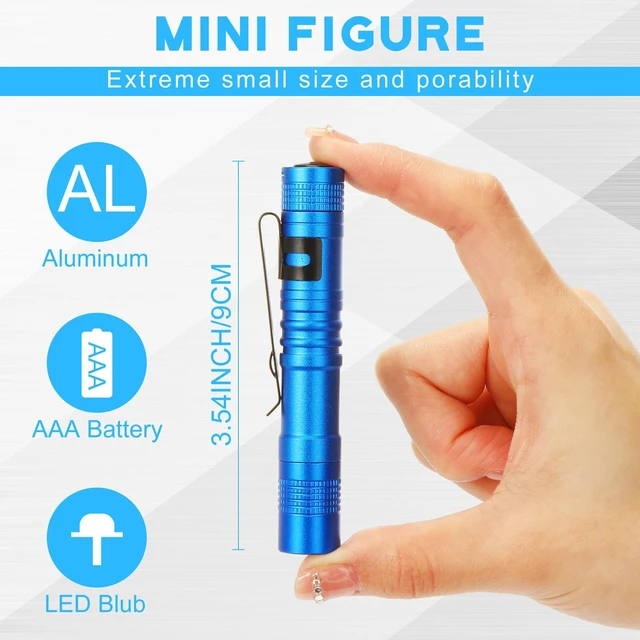 Alt view image 2 of 6 - Hortsun 20 Pcs Mini Pen Light Flashlights Father Day Gifts for Men Pocket Flashlights Pen with Clip Small LED Handheld Slim Torches Without Battery(3.54 Inch,Blue)