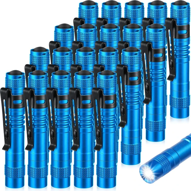 Main image of Hortsun 20 Pcs Mini Pen Light Flashlights Father Day Gifts for Men Pocket Flashlights Pen with Clip Small LED Handheld Slim Torches Without Battery(3.54 Inch,Blue)