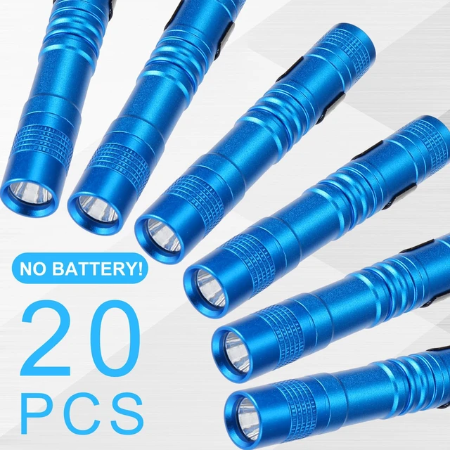 Alt view image 3 of 6 - Hortsun 20 Pcs Mini Pen Light Flashlights Father Day Gifts for Men Pocket Flashlights Pen with Clip Small LED Handheld Slim Torches Without Battery(3.54 Inch,Blue)