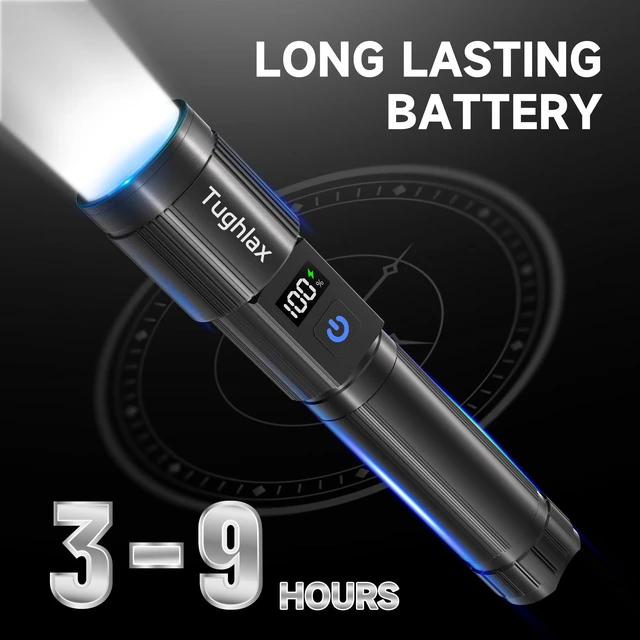 Alt view image 6 of 7 - Tughlax Rechargeable LED Flashlight Super Bright High Lumens 4 Pack | LCD Digital Display,Zoomable 5 Modes, USB C Rechargeable, Waterproof, Powerful Flash Light for Home, Hiking, Camping
