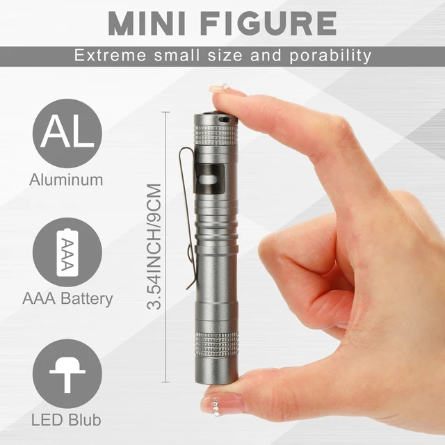 Alt view image 2 of 6 - Hortsun 20 Pcs Mini Pen Light Flashlights Father Day Gifts for Men Pocket Flashlights Pen with Clip Small LED Handheld Slim Torches Without Battery(3.54 Inch,Silver Gray)