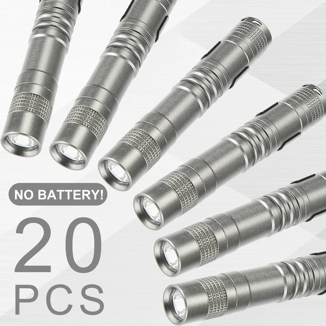 Alt view image 3 of 6 - Hortsun 20 Pcs Mini Pen Light Flashlights Father Day Gifts for Men Pocket Flashlights Pen with Clip Small LED Handheld Slim Torches Without Battery(3.54 Inch,Silver Gray)