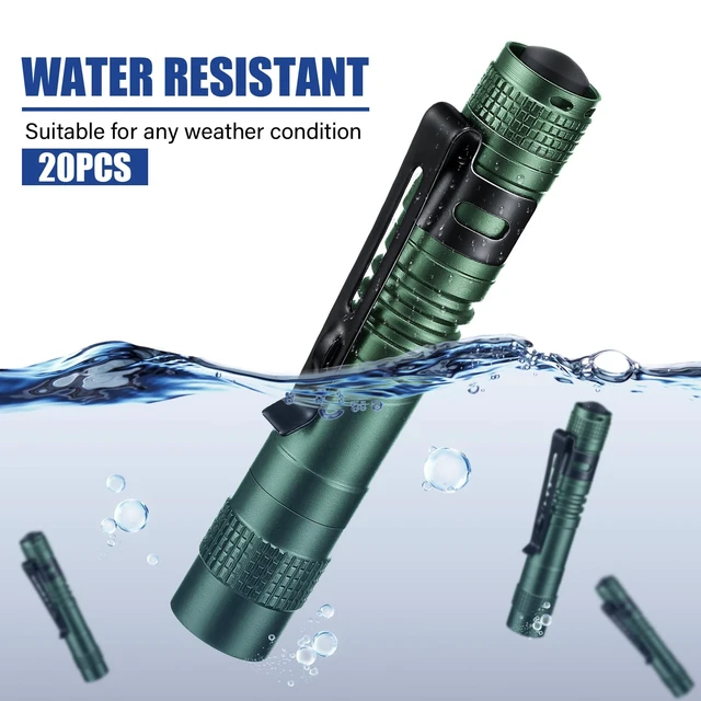 Alt view image 2 of 7 - Hortsun 20 Pcs Mini Pen Light Flashlights Father Day Gifts for Men Pocket Flashlights Pen with Clip Small LED Handheld Slim Torches Without Battery(3.54 Inch,Green)