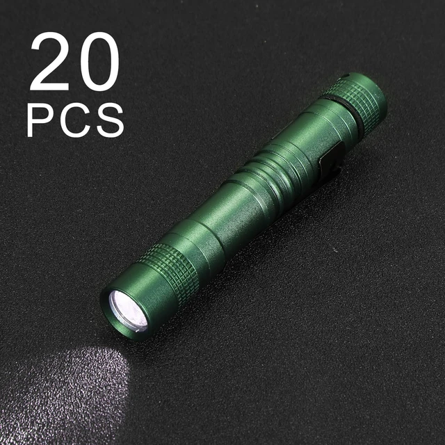 Alt view image 5 of 7 - Hortsun 20 Pcs Mini Pen Light Flashlights Father Day Gifts for Men Pocket Flashlights Pen with Clip Small LED Handheld Slim Torches Without Battery(3.54 Inch,Green)