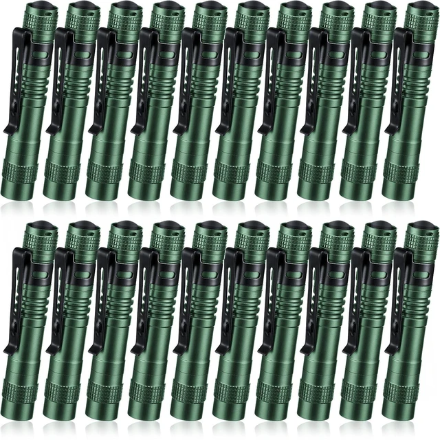 Main image of Hortsun 20 Pcs Mini Pen Light Flashlights Father Day Gifts for Men Pocket Flashlights Pen with Clip Small LED Handheld Slim Torches Without Battery(3.54 Inch,Green)