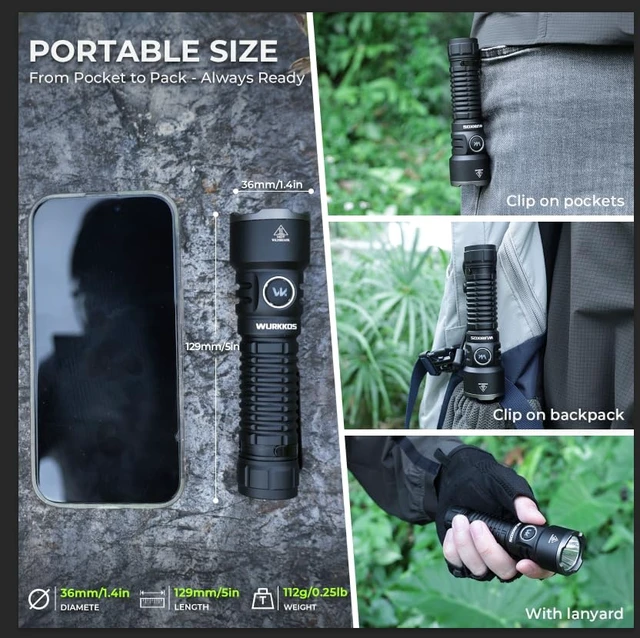 Alt view image 7 of 7 - Wurkkos TS28 3200lm Rechargeable LED Flashlight, IPX8 Waterproof Torch | For Camping, Hiking & Emergency Use, 506m beam, dual operation modes, USB-C Fast Charging, Compact EDC Design