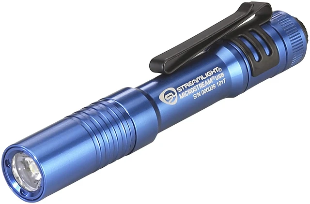 Main image of Streamlight 66603 MicroStream 250-Lumen 1,150-Candela Flashlight, Blue | 250 lumens; 1,150 candela peak beam; USB rechargeable capable; multi-mode lighting; IPX-rated water resistant