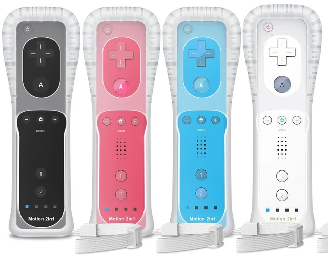 Main image of GUOC Motion Plus Wii Remote Controller 4 Pack with Silicone Case | Compatible with Wii/Wii U, Coming with Silicone Case and Wrist Strap, Thicker silicone case for better protection