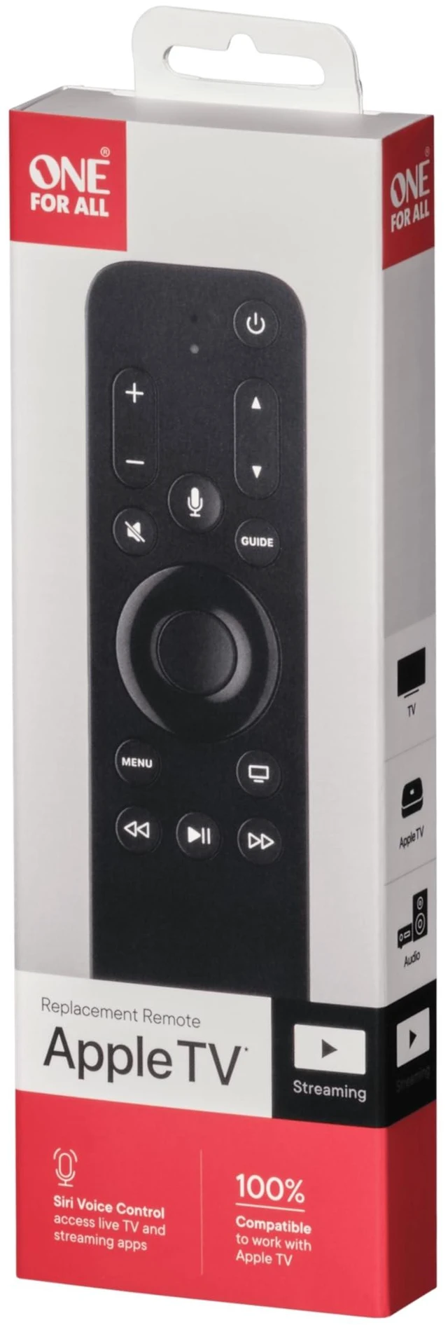 Alt view image 2 of 4 - One for All URC1110 Universal Replacement Remote Control for Apple TV Set | Replacement remote for Apple TV with simple navigation and familiar media controls for easy everyday use