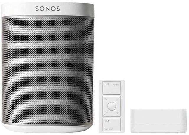 Alt view image 2 of 6 - Lutron Pico Remote for Audio, Works with Sonos (Smart Hub Required) | 3-Button control, raise/lower volume, pause and skip tracks, for table top or wallmount use, PJ2-3BRL-GWH-A02, White