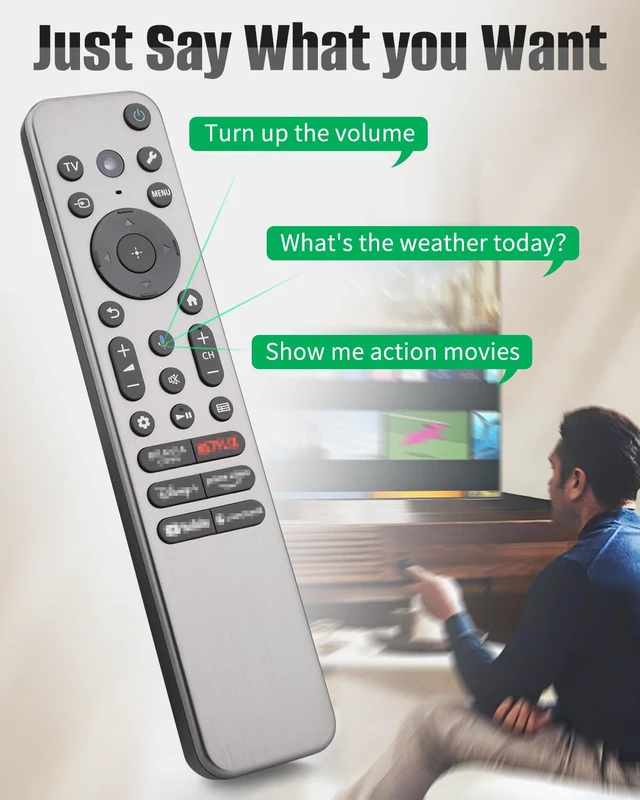 Alt view image 3 of 6 - RMF-TX910U Voice Remote with Backlit Keys & Beep Locator Fit for Sony Fit for Sony BRAVIA XR/KD/XR Series: X77L, A95L, X95L, X93L, A80L, X90L, A75L