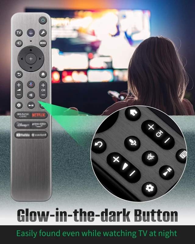 Alt view image 5 of 6 - RMF-TX910U Voice Remote with Backlit Keys & Beep Locator Fit for Sony Fit for Sony BRAVIA XR/KD/XR Series: X77L, A95L, X95L, X93L, A80L, X90L, A75L