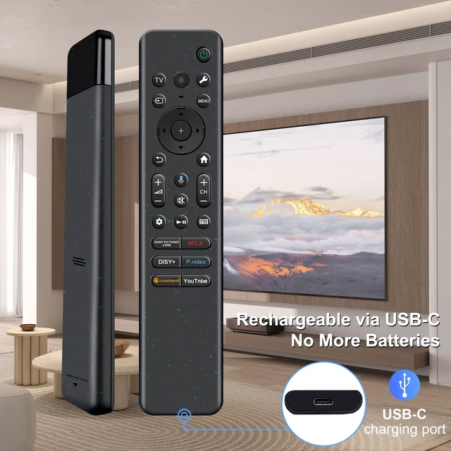 Alt view image 7 of 7 - RMF-TX920U Replacement Voice Remote for Sony Bravia TVs, with Backlit | Built-in remote finder with beep & flash, USB-C rechargeable, voice search and backlit keys for compatible Bravia TVs.