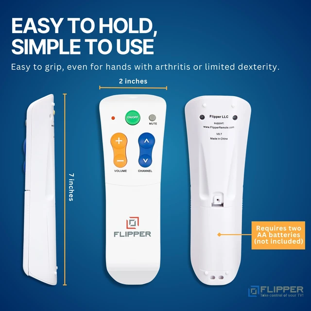 Alt view image 7 of 7 - Flipper Big Button TV Remote for Seniors, Dementia - Easy Setup | Large Color-Coded Buttons, Works with Traditional TV & Cable Box, Ideal for Low Vision & Dementia
