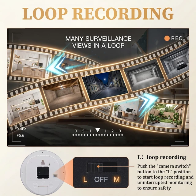 Alt view image 4 of 7 - 1080P Nanny Cam Hidden Spy Camera Wall Clock Security Camera Video Only | HD 1080P Loop Video, Motion Detection, Video Only Designed for Indoor Home Office Security, Local Video Storage without WiFi