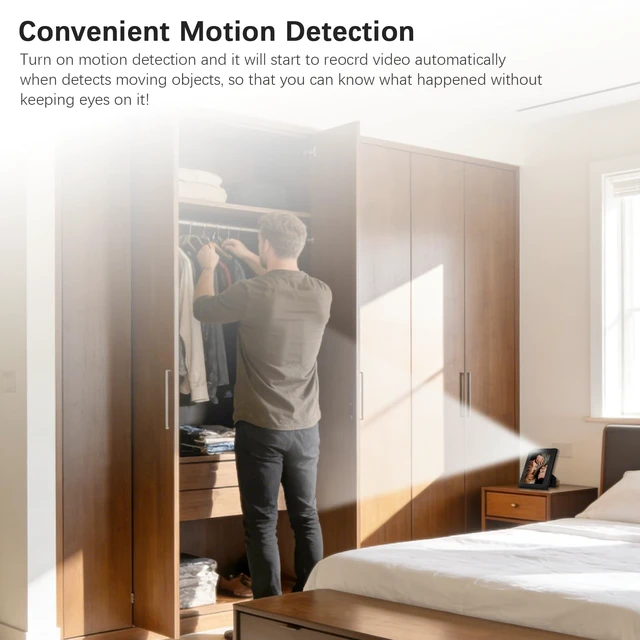Alt view image 3 of 7 - Tkiplay HD 1080P Hidden Spy Security Camera Picture Frame, No WiFi Needed | Battery Powered Indoor Hidden Spy Camera for Home with Loop Recording, Motion Detection (Doesn't Record Sound)