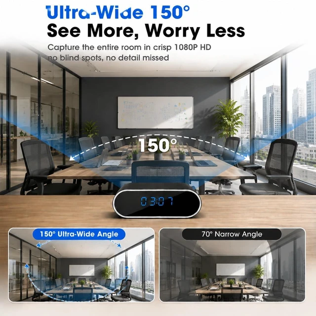 Alt view image 4 of 6 - braosusner 1080P HD Clock Camera WiFi, Indoor Wireless Security Camera with Motion Detection, Night Vision, Remote Monitoring, Nanny Cam for Home, Office, Elderly, Baby and Pet Care
