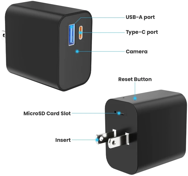 Alt view image 2 of 6 - QMGTDU Full HD 1080P WiFi Security Camera with USB Charger Cloud Storage | Indoor mini security camera with WIFI connection for remote real-time viewing