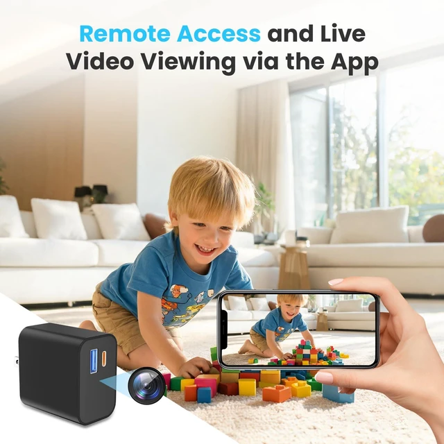 Alt view image 4 of 6 - QMGTDU Full HD 1080P WiFi Security Camera with USB Charger Cloud Storage | Indoor mini security camera with WIFI connection for remote real-time viewing