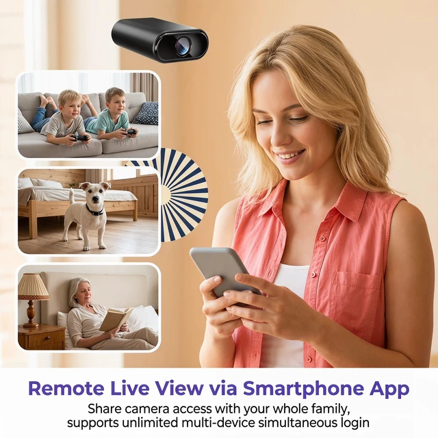 Alt view image 2 of 7 - 1080P Mini Hidden Camera Wireless | Indoor Security Camera with Motion Detection & Night Vision, App Control - Ideal Nanny Cam, Pet Monitor for Home Office