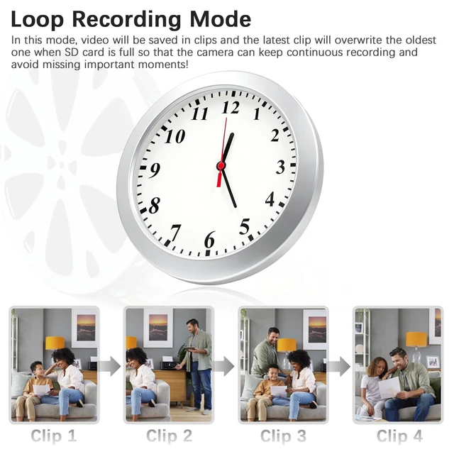 Alt view image 6 of 7 - 1080P Hidden Spy Camera in Clock, Nanny Cam Without WiFi for Home Office | Mini Hidden Clock Cam,Secret Camera for Indoor Monitoring with Motion Detection & Loop Recording.(Doesn't Record Sound)