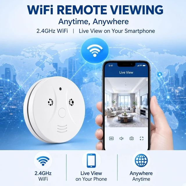 Alt view image 4 of 7 - ShieldHouse 1080P Hidden Camera Smoke Detector Camera WiFi Security Indoor Hidden with Night Vision Motion Detection Real-Time for Home Office Safety