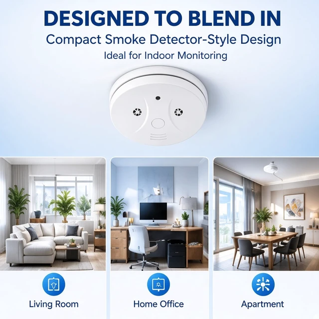 Alt view image 7 of 7 - ShieldHouse 1080P Hidden Camera Smoke Detector Camera WiFi Security Indoor Hidden with Night Vision Motion Detection Real-Time for Home Office Safety