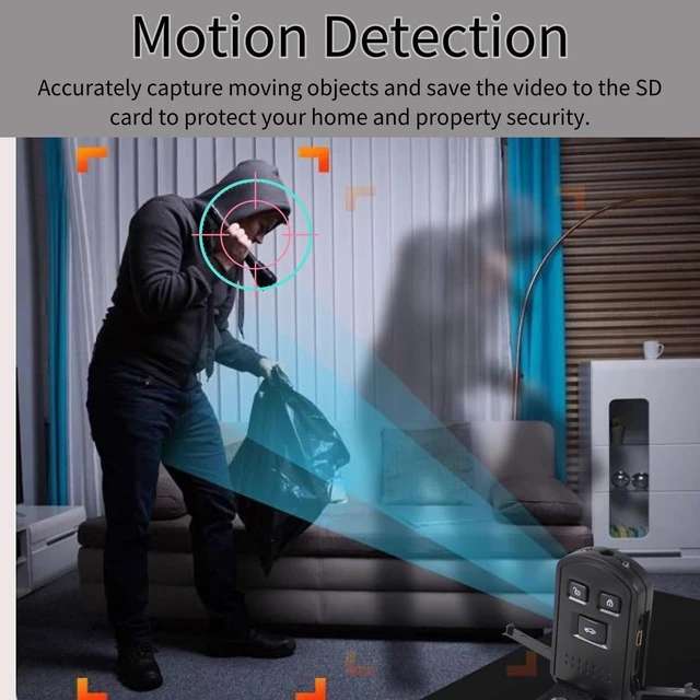 Alt view image 2 of 6 - Security Camera, Hidden Spy Camera Car Key, Portable Camera Mini Nanny Cam | No WiFi HD 1080P Hidden Keychain Camera, Night Vision, Motion Detection, Loop Recording for Surveillance