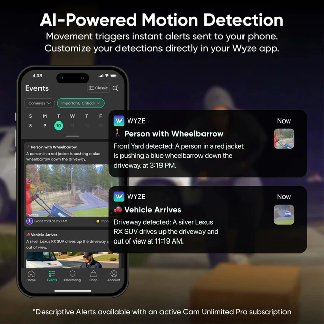 Alt view image 7 of 7 - WYZE Window Camera, WiFi Indoor HD Home Security Camera, Upgraded Color Night Vision, Anti-Glare, AI-Powered Motion Detection, Easy & Quick Setup, 24/7 Recording, Works w/Alexa & Google