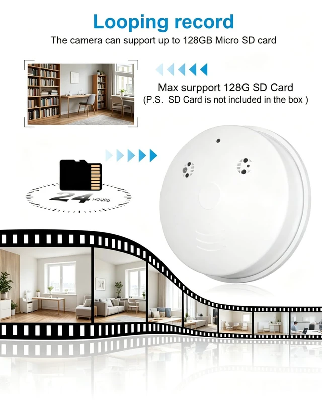Alt view image 6 of 7 - Kestanlora HD 1080P WiFi Smoke Detector Hidden Camera with Motion Detection,Indoor Cameras for Home Security Spy Camera