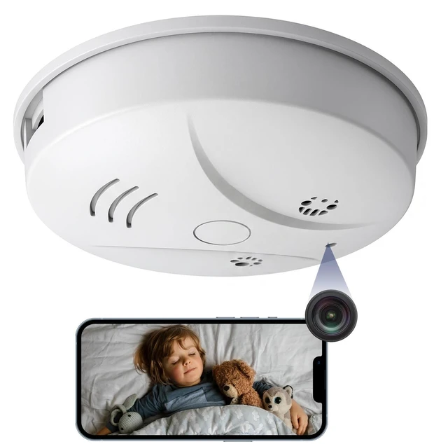 Main image of isecumated WiFi Hidden Spy Smoke Detector Camera, Indoor Wireless Nanny Cam | 1080p HD, Motion Detection, Loop Recording, Wifi Connectionl, Night vision function, Visible Ceiling Mount For Home/Office