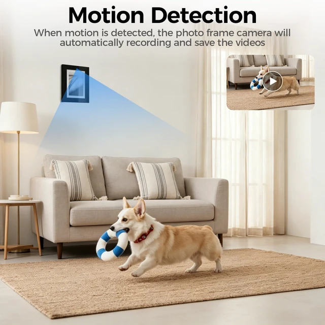 Alt view image 3 of 7 - isecumated Hidden Spy Security Camera Picture Frame, Mini Nanny Cam Indoor | 1080p Small Camera, Motion Detection, Microsd Loop Recording, Indoor Video Surveillance Cameras For Home