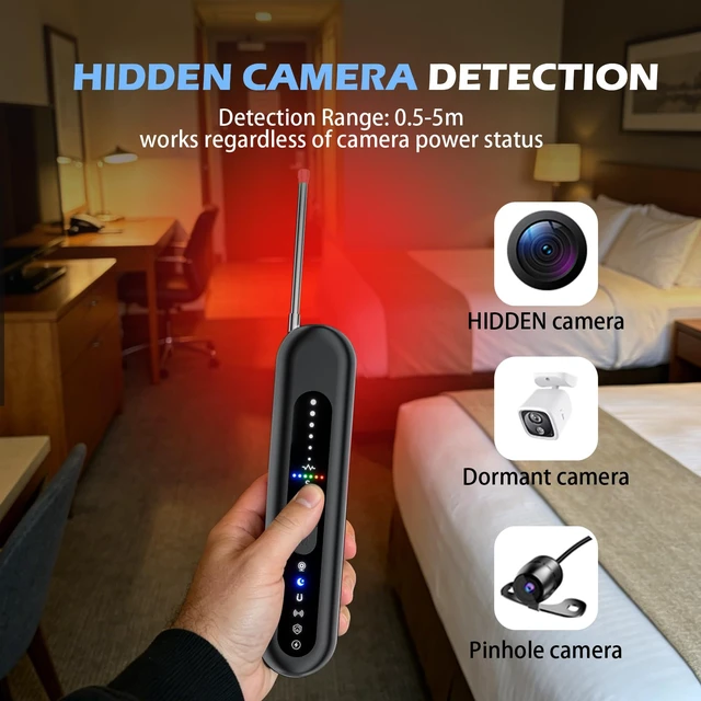 Alt view image 3 of 6 - Hidden Camera Detector Spy Camera Finder Upgraded RF Signal Scanner Bug Detector GPS Tracker Detector Listening Device Finder Portable Privacy Protector for Hotel Travel Home Office Airbnb Bathroom