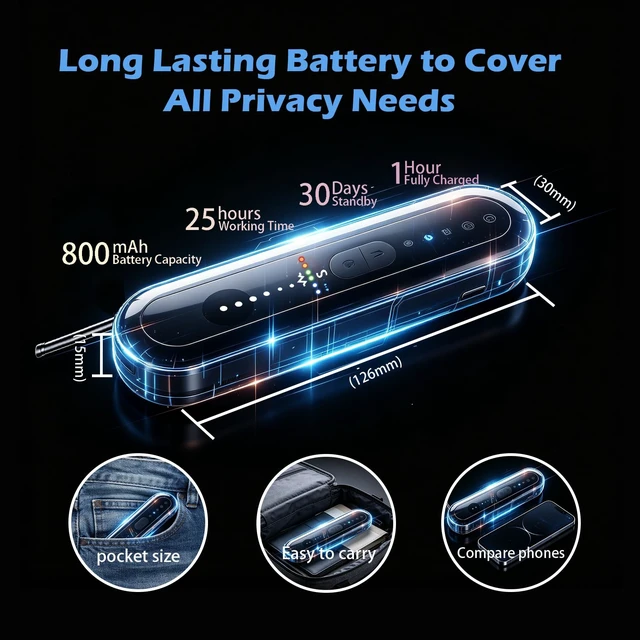 Alt view image 5 of 6 - Hidden Camera Detector Spy Camera Finder Upgraded RF Signal Scanner Bug Detector GPS Tracker Detector Listening Device Finder Portable Privacy Protector for Hotel Travel Home Office Airbnb Bathroom