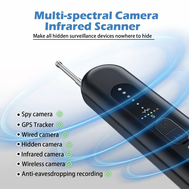 Alt view image 2 of 6 - Hidden Camera Detector Spy Camera Finder Upgraded RF Signal Scanner Bug Detector GPS Tracker Detector Listening Device Finder Portable Privacy Protector for Hotel Travel Home Office Airbnb Bathroom