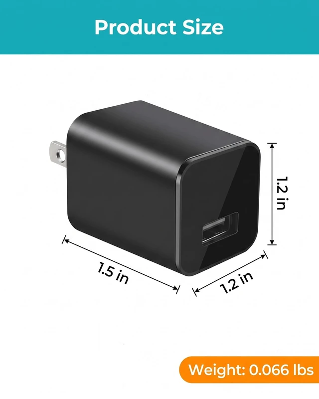 Alt view image 5 of 5 - NJINALW USB Charger Hidden Camera, 1080P Small Camera with Motion Detection, Camera with 64GB Micro SD Card Included, Nanny Camfor Home, Window, Indoor and Security (No WiFi)