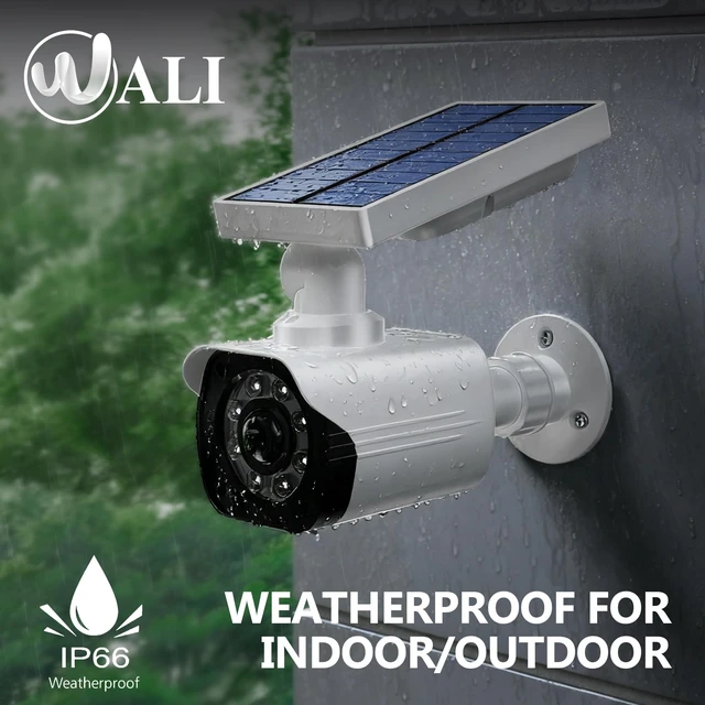 Alt view image 5 of 7 - WALI Solar Powered Fake Camera with Motion Sensor Floodlight, 2 Pack, White | Dummy Cameras for Outside, Wireless Simulated Cam, Realistic Look, Larger Solar Panel, Weatherproof