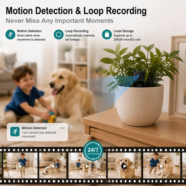 Alt view image 5 of 7 - 1080P Mini Camera, DIY Module Hidden Camera with 10-Days Battery Life | Remote Control, Motion Detection & Loop Recording without WiFi, Up to 256 GB Local SD Storage